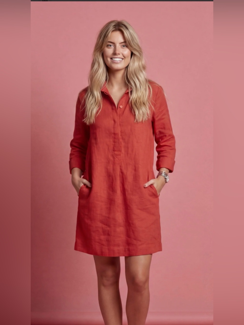 Caslon Rose Clay Linen dress